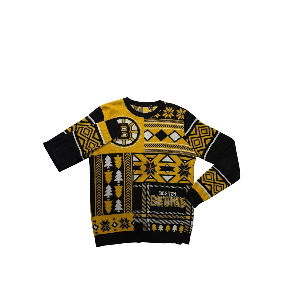 Boston Bruins NHL Ugly Christmas Sweater Mens Medium Black Gold Knit Holiday